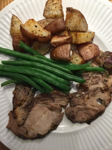 roast pork potatoes green beans